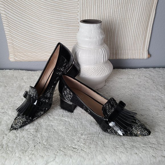 Franco Sarto Shoes - Franco Sarto Tweed with Black Patent-Leather Low Heels NWOT